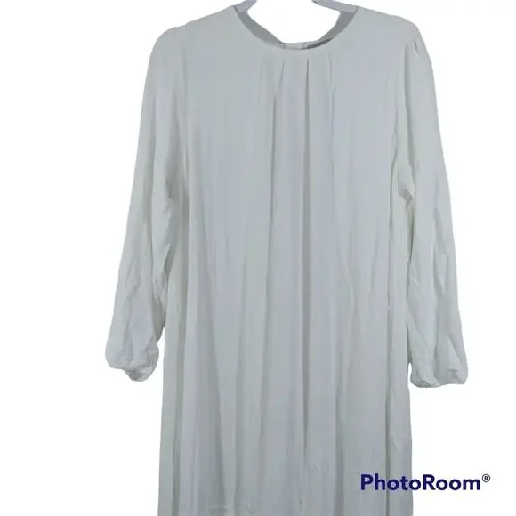 Solika White Asymmetrical Dahlia Dress Lagenlook Minimalist Size L - Picture 2 of 9